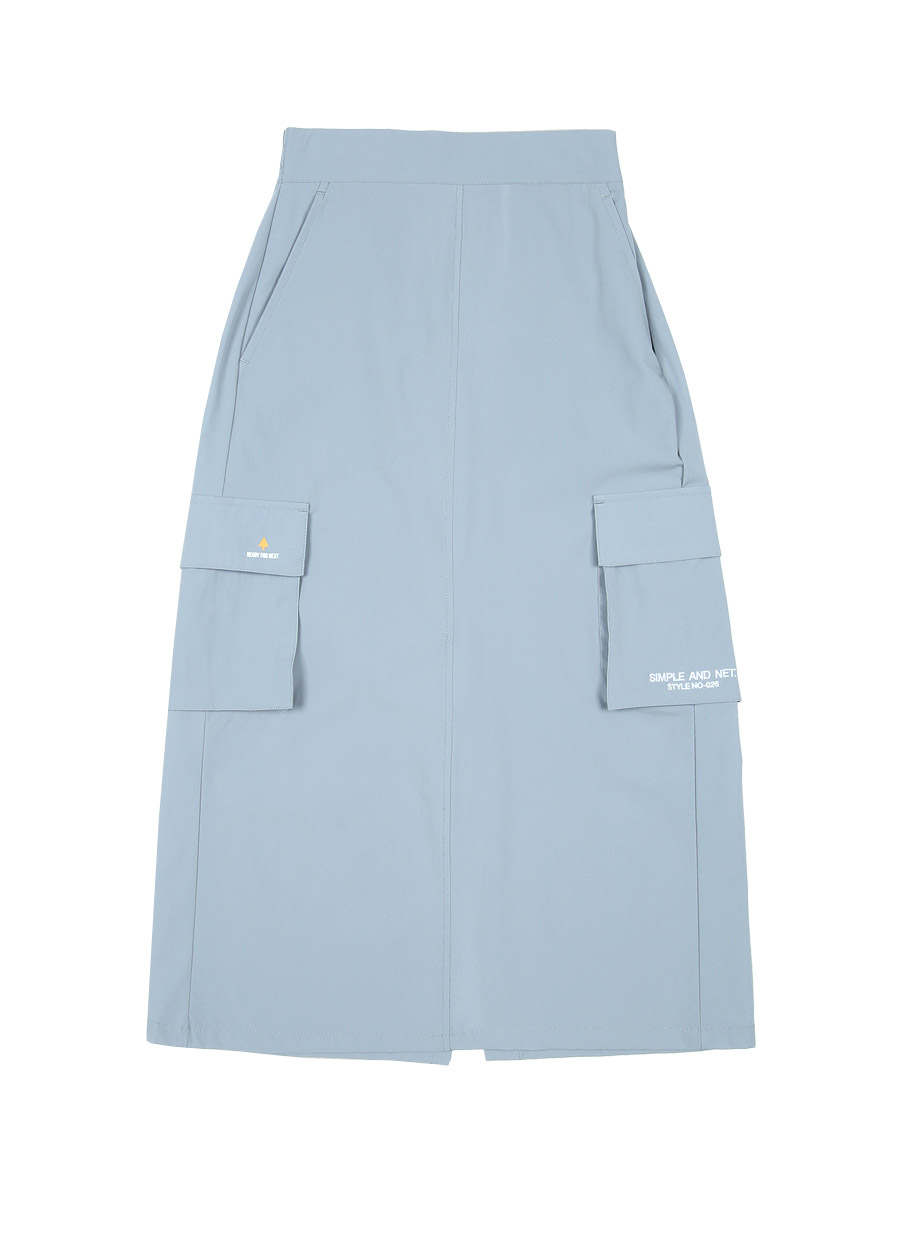 우먼즈 카고 우븐 롱스커트 SKY BLUE 상세 이미지 2