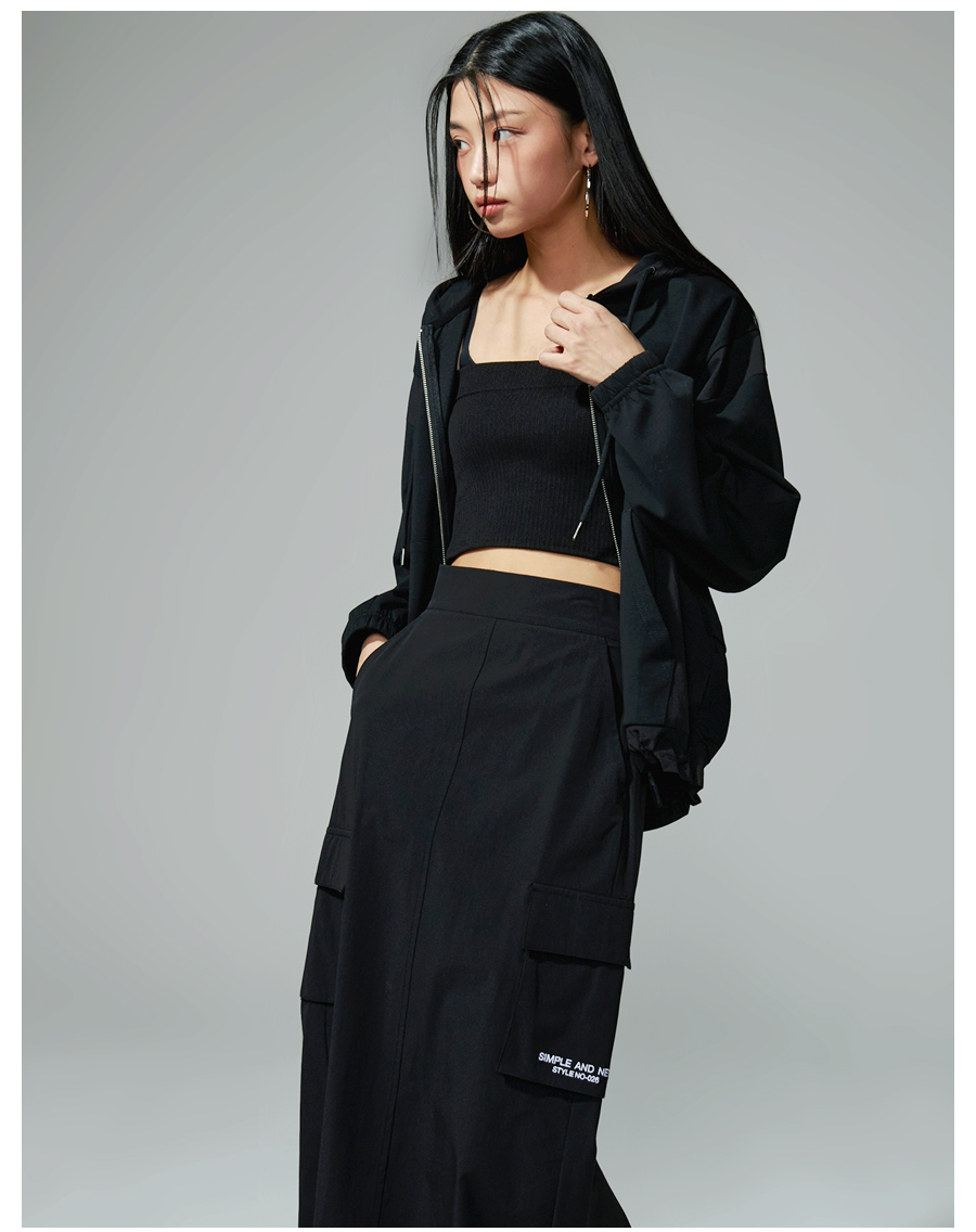 우먼즈 카고 우븐 롱스커트 SKY BLUE 상세 이미지 6