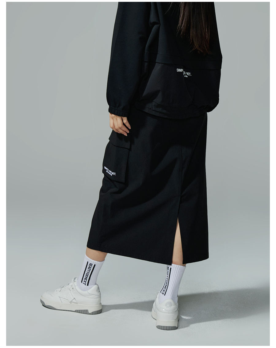 우먼즈 카고 우븐 롱스커트 SKY BLUE 상세 이미지 12